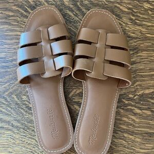 Madewell Boardwalk Fisherman Tan Leather Slide Sandals